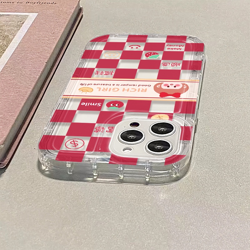 Ốp Điện Thoại Silicon TPU Mềm Trong Suốt Họa Tiết Ca Rô Dễ Thương Cho IPhone 14 13 12 11 Pro XS Max X XR 7 8 Plus