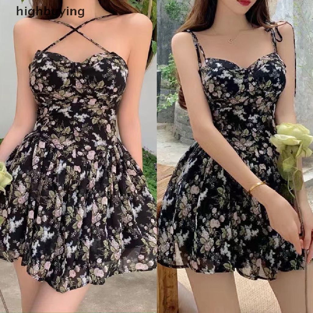 Đầm Hai Dây Hở Lưng Họa Tiết Hoa Thời Trang Mùa Hè 2023 Cho Nữ