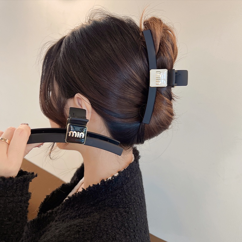 Kẹp Tóc Cá Mập Cỡ Lớn Màu Đen Nhám Phong Cách Cổ Điển Thời Trang Cho Nữ