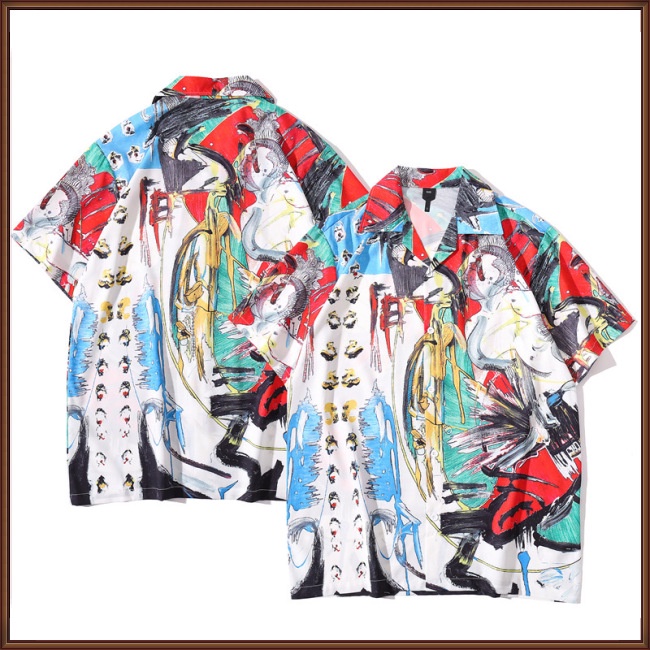 Áo Thun Tay Ngắn Cổ Bẻ In Họa Tiết Hawaii Cổ Điển Thời Trang Đi Biển Mùa Hè Cho Nam