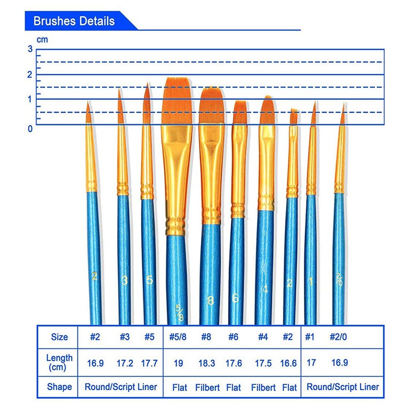 Bộ 20 Cọ Đầu Tròn Kèm 12 Khay Đựng Màu Vẽ