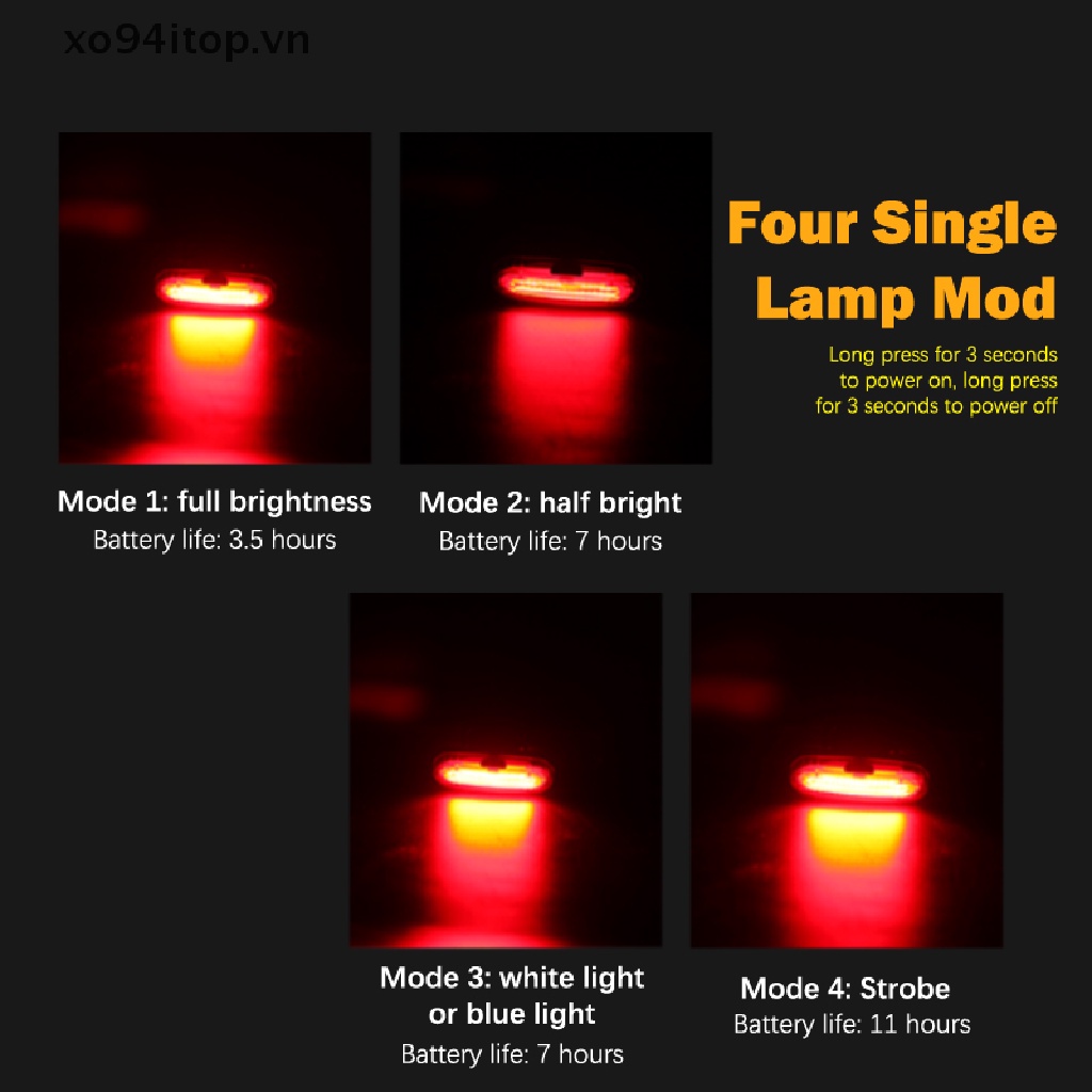 Đèn LED Đuôi Xe Đạp Có Thể Sạc Lại Bằng Cổng USB Chống Thấm Nước Tiện Lợi Dành Cho Xe MTB