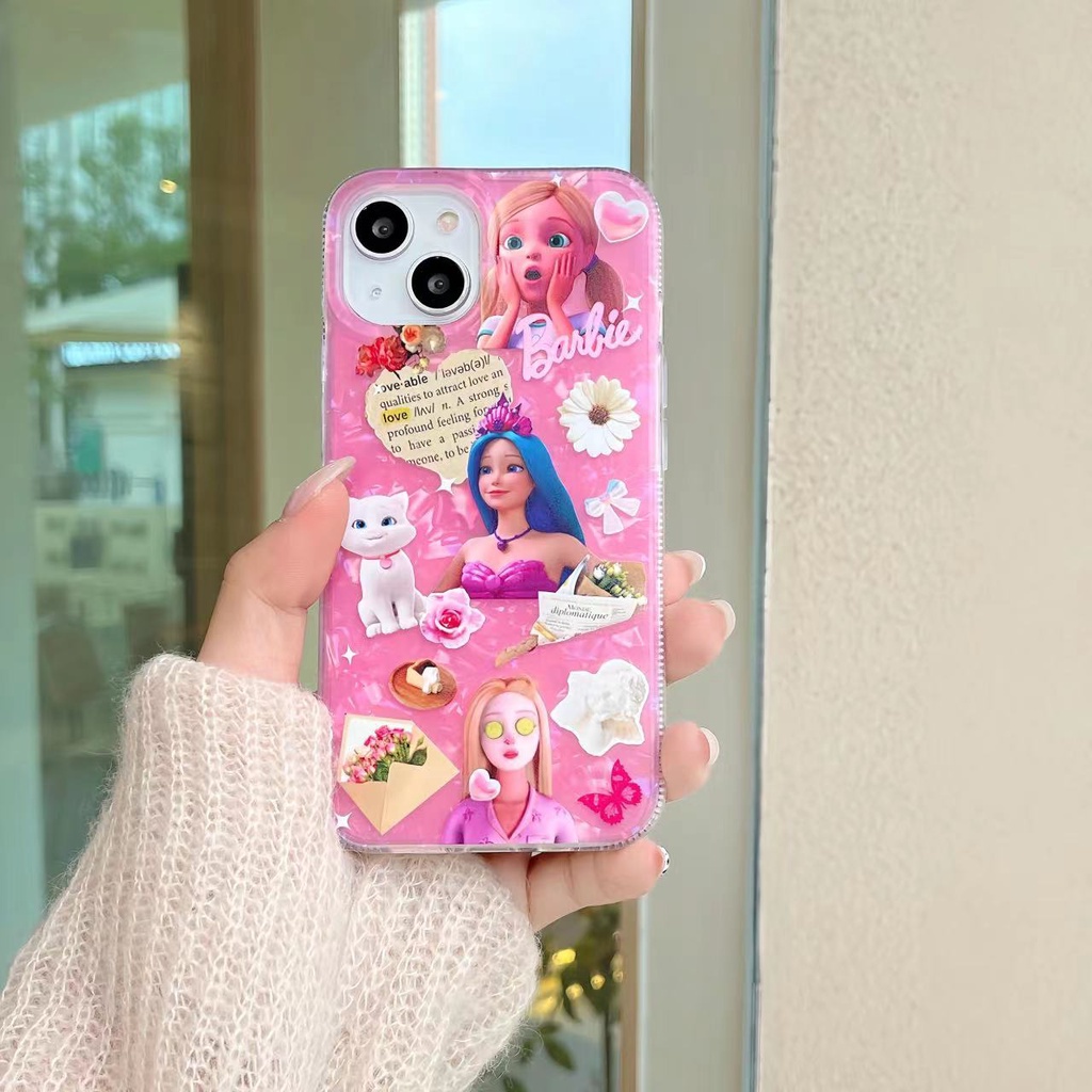 Ốp Điện Thoại TPU Silicon Mềm Trong Suốt Chống Sốc Chống Rơi In Họa Tiết Công Chúa Barbie Dễ Thương Dành Cho iPhone 14 Pro Max 13 12 11