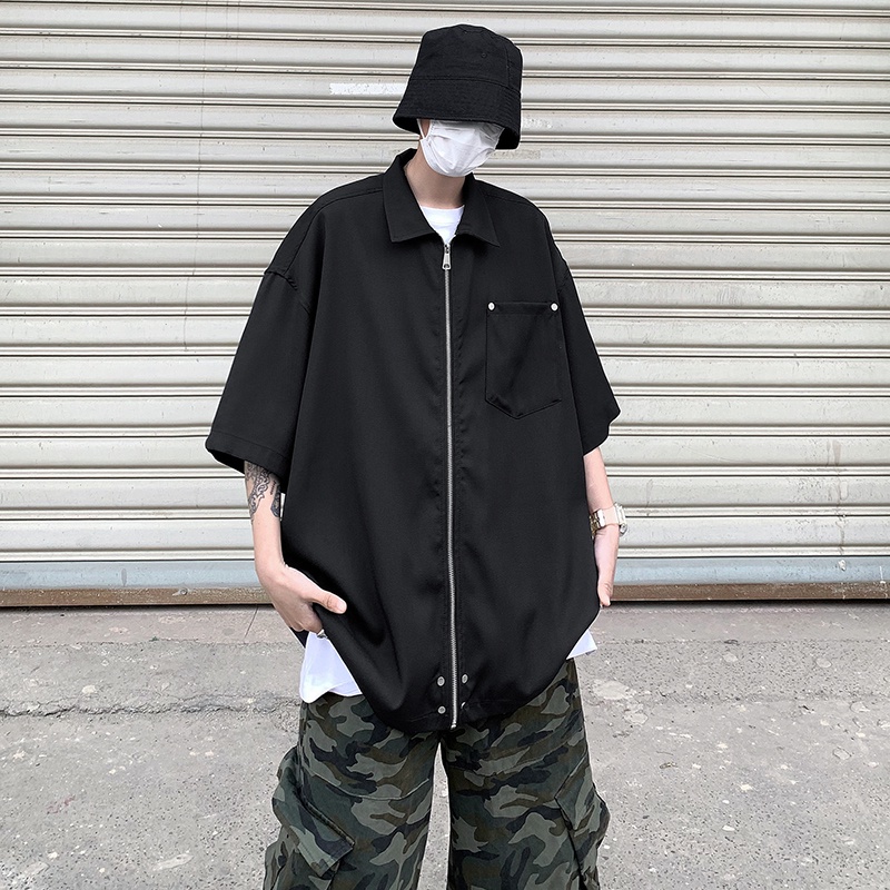 Áo Sơ Mi Tay Ngắn Dáng Rộng Phong Cách Retro Nhật Bản Thời Trang Mùa Hè Cho Nam