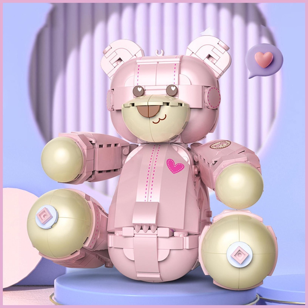 Khối Đồ Chơi Lắp Ráp Hình Chú Gấu Hồng Mini Dễ Thương Cho Bé