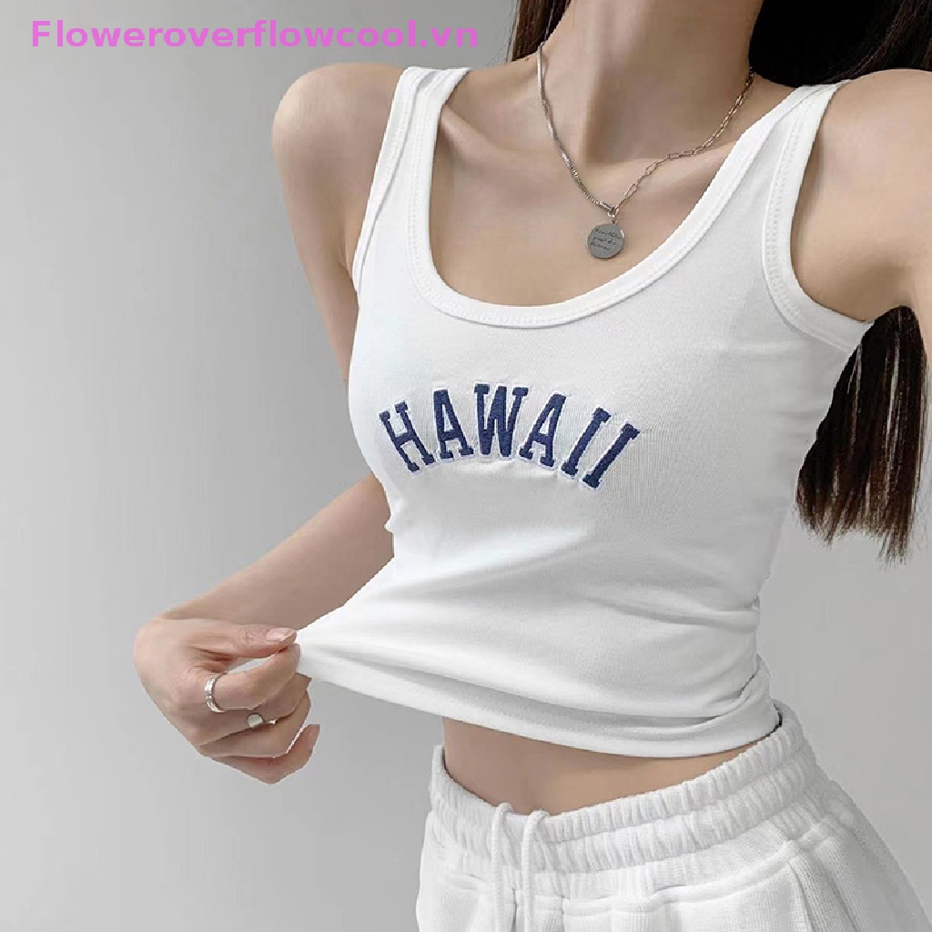 Áo Hai Dây Màu Trơn Thêu Chữ FOFC Thời Trang Mùa Hè Cho Nữ Y2k