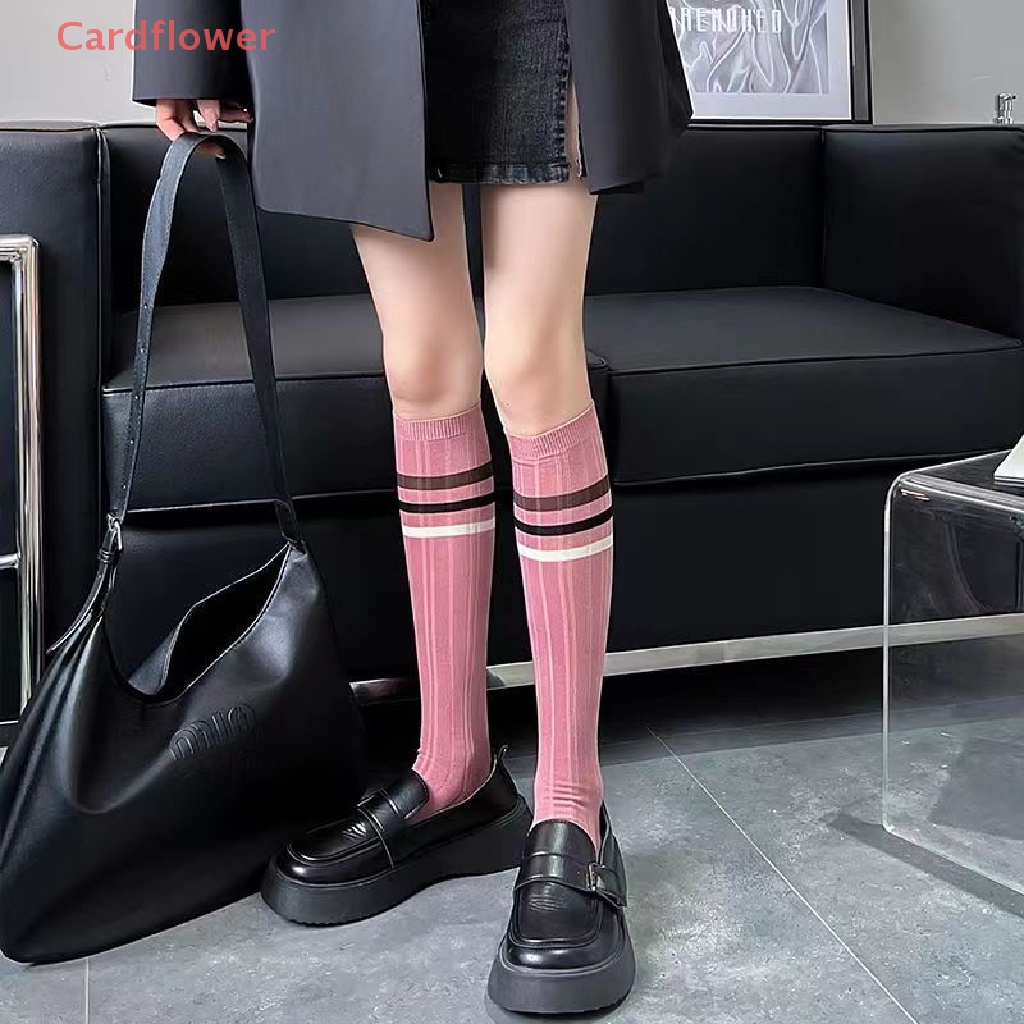 < Cardflower > Vớ Dài Qua Gối Mỏng Kẻ Sọc Nhiều Màu Sắc Ngọt Ngào Thoáng Khí Thoải Mái Mùa Hè Cho Nữ Sinh / Tiệc Sinh Viên / Tiệc Tùng Mới