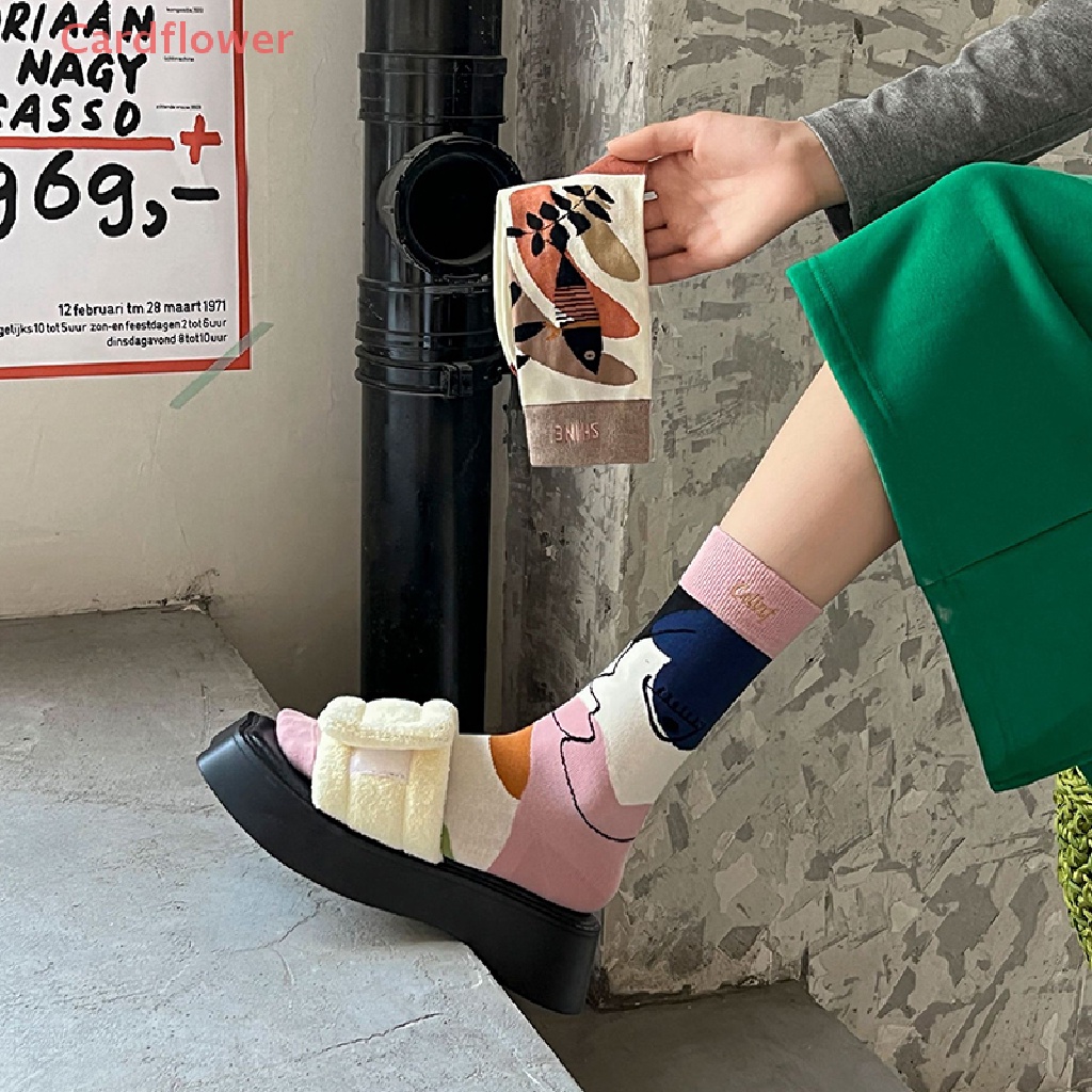 < Cardflower > Vớ Thể Thao Cotton Thêu Chữ Graffiti Thời Trang Chất Lượng Cao Thời Thượng Cho Cặp Đôi