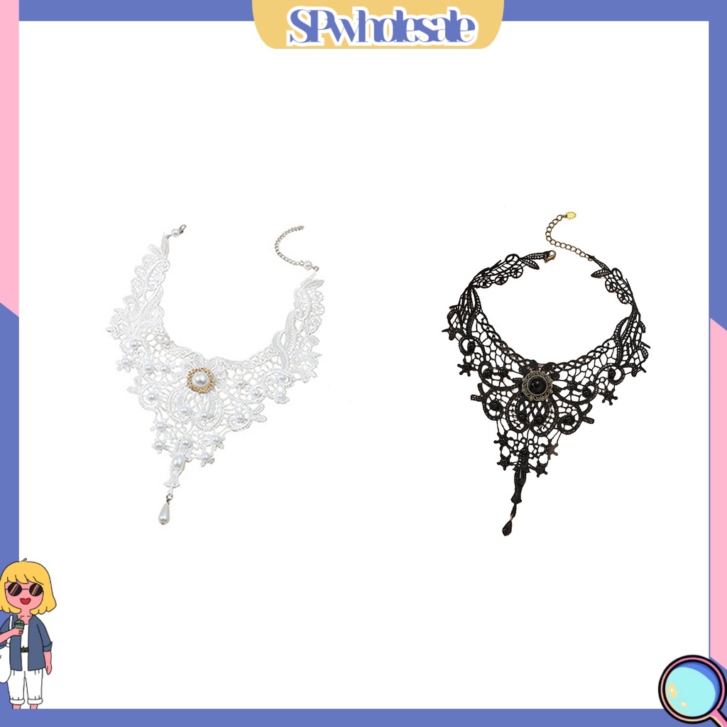 <SPwholesale> Vòng Cổ Choker Ren Đan Móc Phong Cách Retro Tinh Tế Có Thể Điều Chỉnh Phù Hợp Với Mọi Ngày