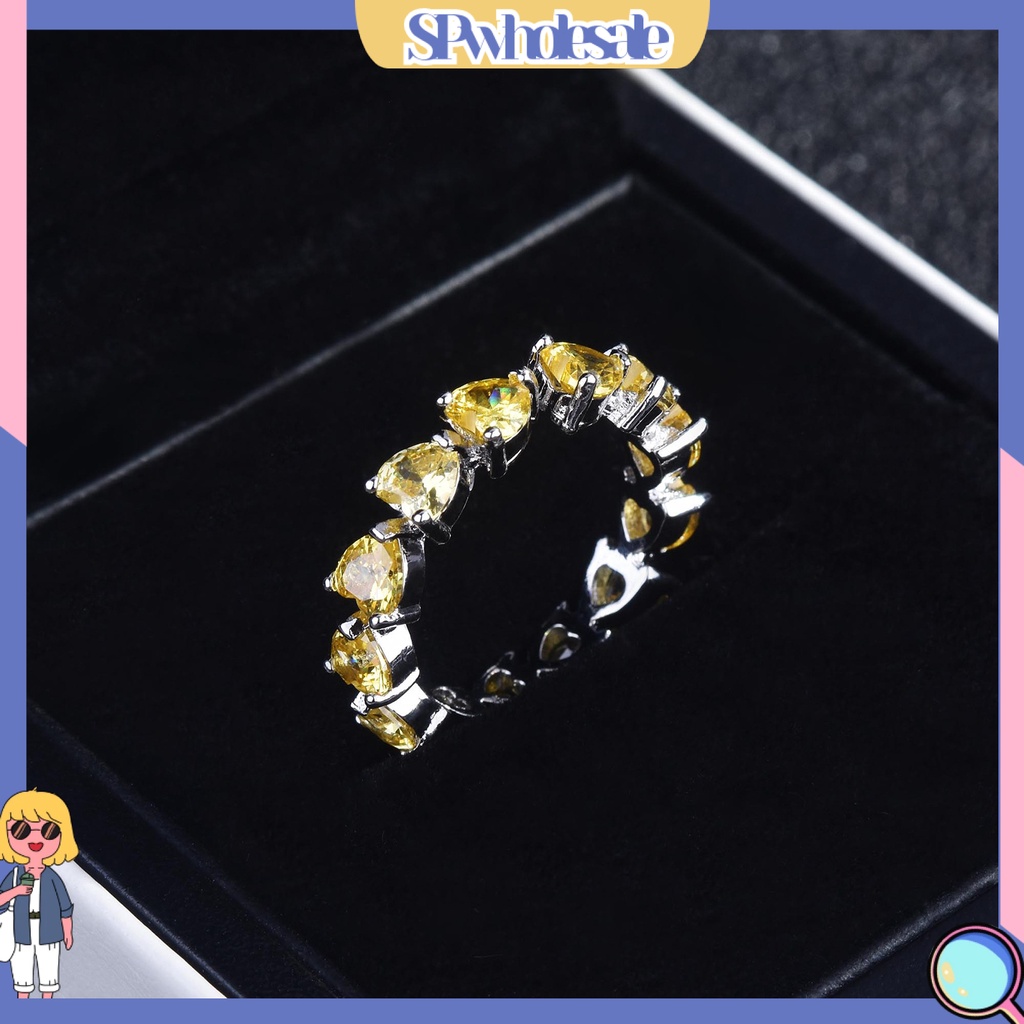 <SPwholesale> Nhẫn Đính Đá Hình Trái Tim Có Thể Điều Chỉnh Kích Thước Cho Nữ