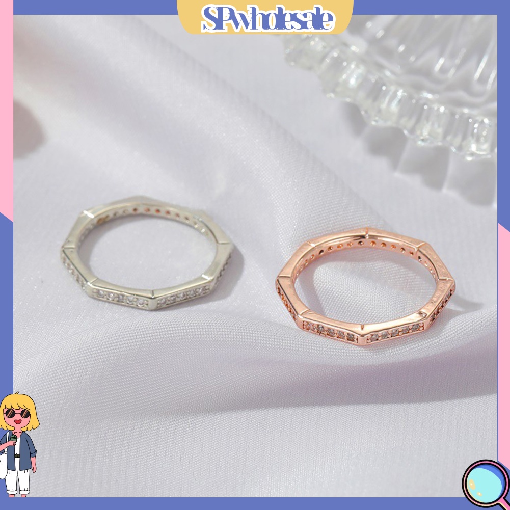 <SPwholesale> Nhẫn Hình Đa Giác Đính Đá Phong Cách Đơn Giản Cho Nam Và Nữ
