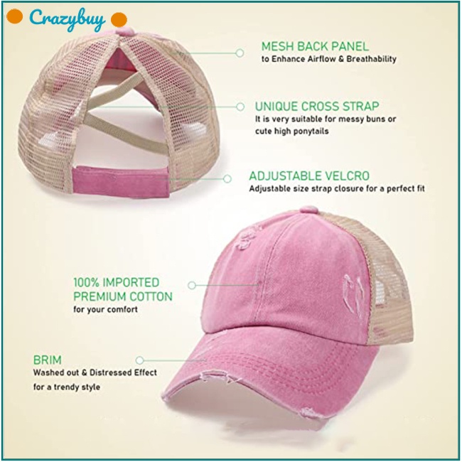 Cr Mũ Lưỡi Trai Phối Lưới Có Thể Điều Chỉnh Thời Trang Cho Nữ