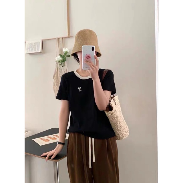 Áo len nữ cổ tròn viền màu trẻ trung MS1140