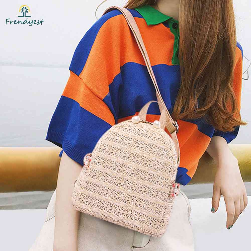 Túi Cói Đeo Chéo Đính Ngọc Trai Thời Trang Dành Cho Nữ