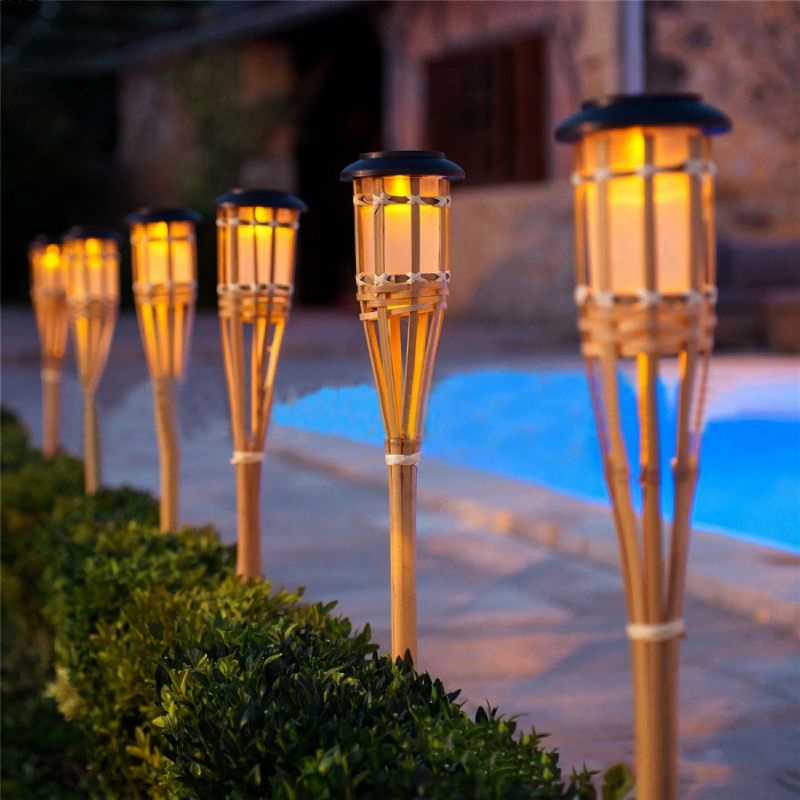 Đèn Led Sân Vườn Năng Lượng Mặt Trời Bằng Tre Đèn Bãi Cỏ Ngọn Lửa Đèn Đường Cảm Biến Tự Động Chống Nước Ngoài Trời Để Trang Trí Lối Đi Nhà Hàng Rào