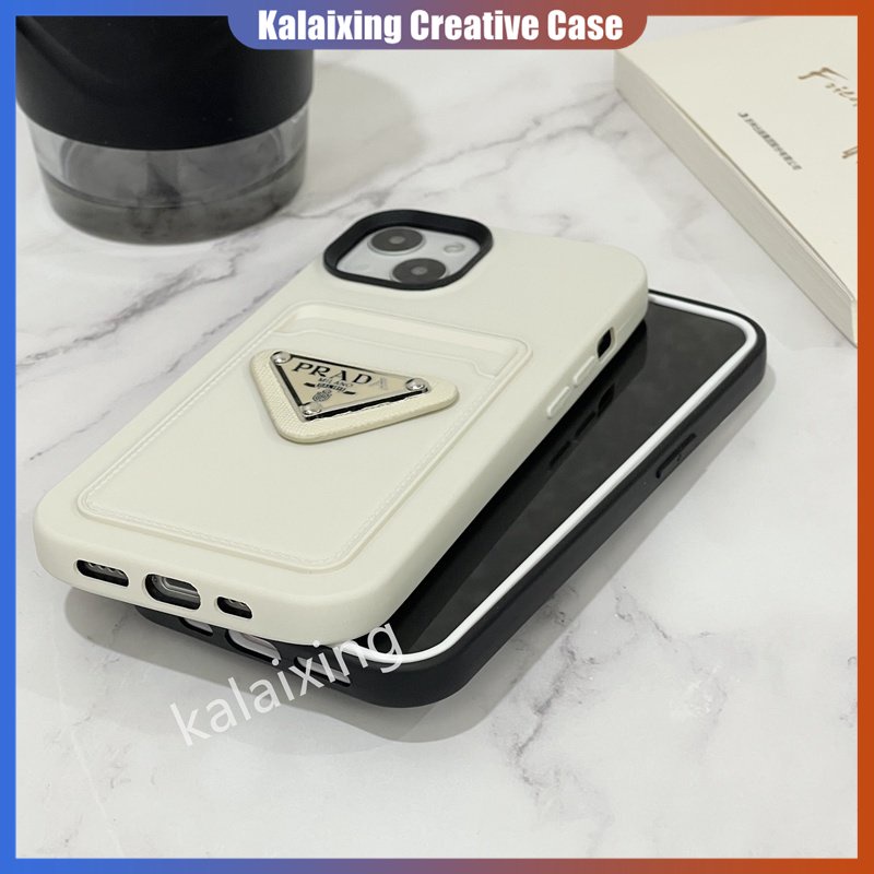 Ốp Điện Thoại Silicon Mềm Có Ngăn Đựng Thẻ Họa Tiết Prada 3D Nhiều Màu Cho iPhone 14 Pro 13 12 Pro Max 11 Pro Max 6 7 8 Plus