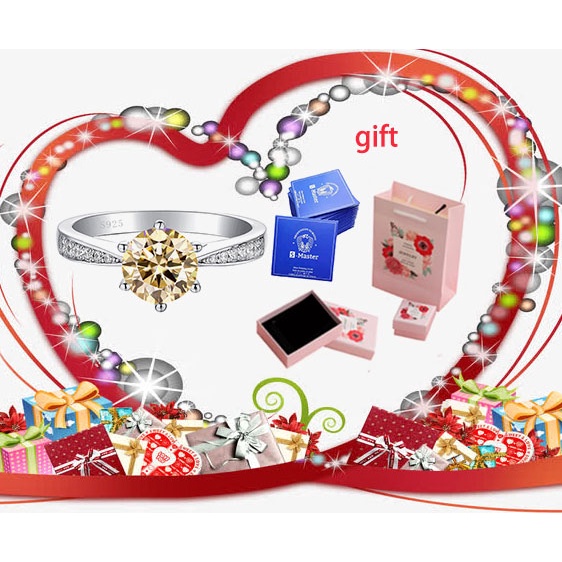 Nhẫn moissanite thực s925 sterling bạc thời trang sáu chân mossanite nhẫn kim cương