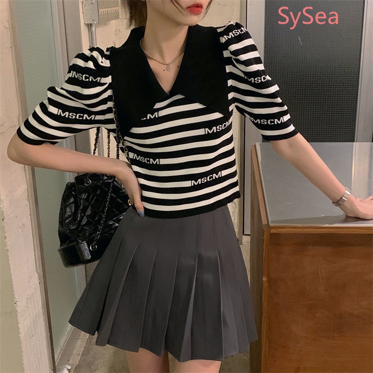 Áo Dệt Kim Kẻ Sọc Thời Trang Hè Cho Nữ