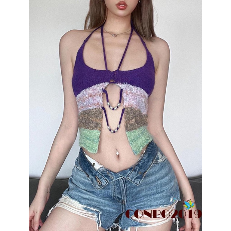 Áo Thun Sát Nách Hở Lưng Màu Sắc Thời Trang Dành Cho Nữ