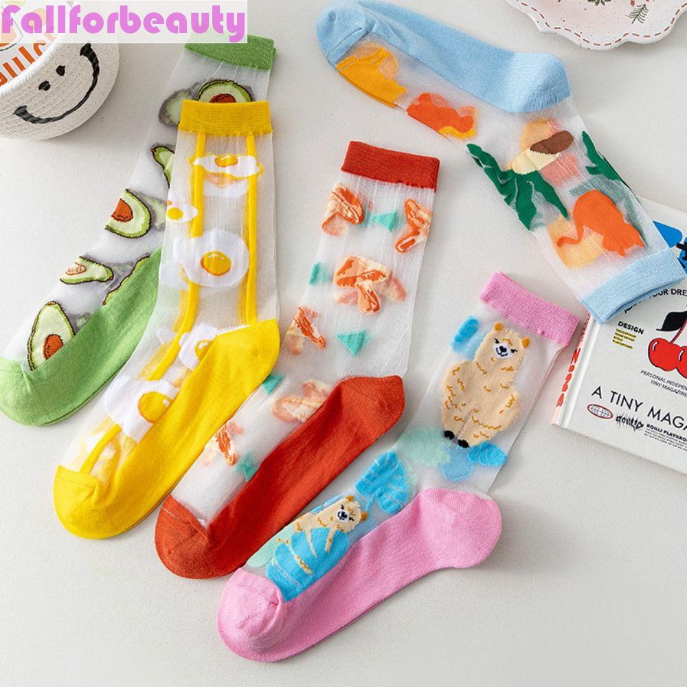 Fallforbeauty Vớ Lụa Mỏng Co Giãn Thoải Mái Họa Tiết Lạc Đà Alpaca Harajuku Nhật Bản Cho Nữ