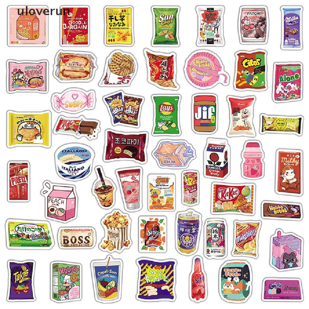 Bộ 50 Miếng Dán Trang Trí Xe Hơi Chống Thấm Nước Họa Tiết Hoạt Hình Graffiti