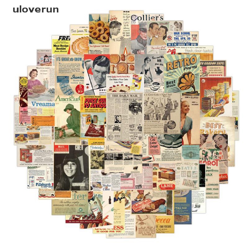 Set 50 Tấm Áp Phích Dán Trang Trí Mũ Bảo Hiểm / Guitar / Guitar Họa Tiết Graffiti Kiểu Âu Mỹ