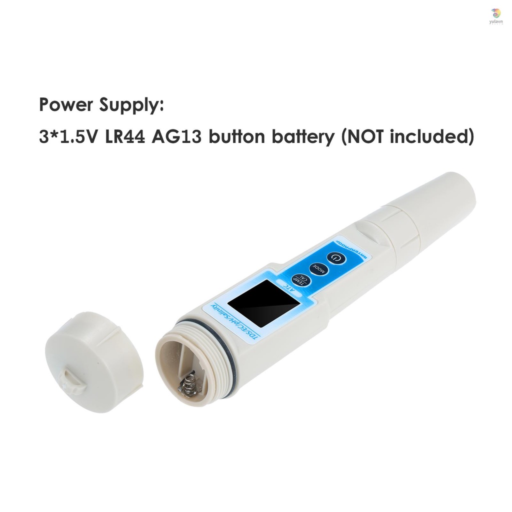 Máy Đo Nhiệt Độ Nước / Độ Ẩm Đa Năng 5 Trong 1 TDS / EC / pH / Salinity / Màn Hình LCD