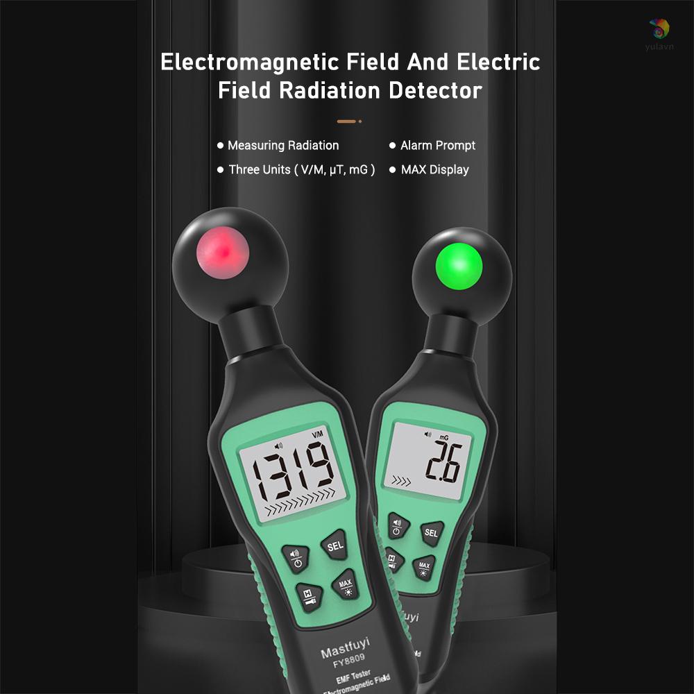 Máy Kiểm Tra Điện Từ Kỹ Thuật Số Mastfuyi FY8809 EMF Cầm Tay Có Đèn Nền Màn Hình LCD