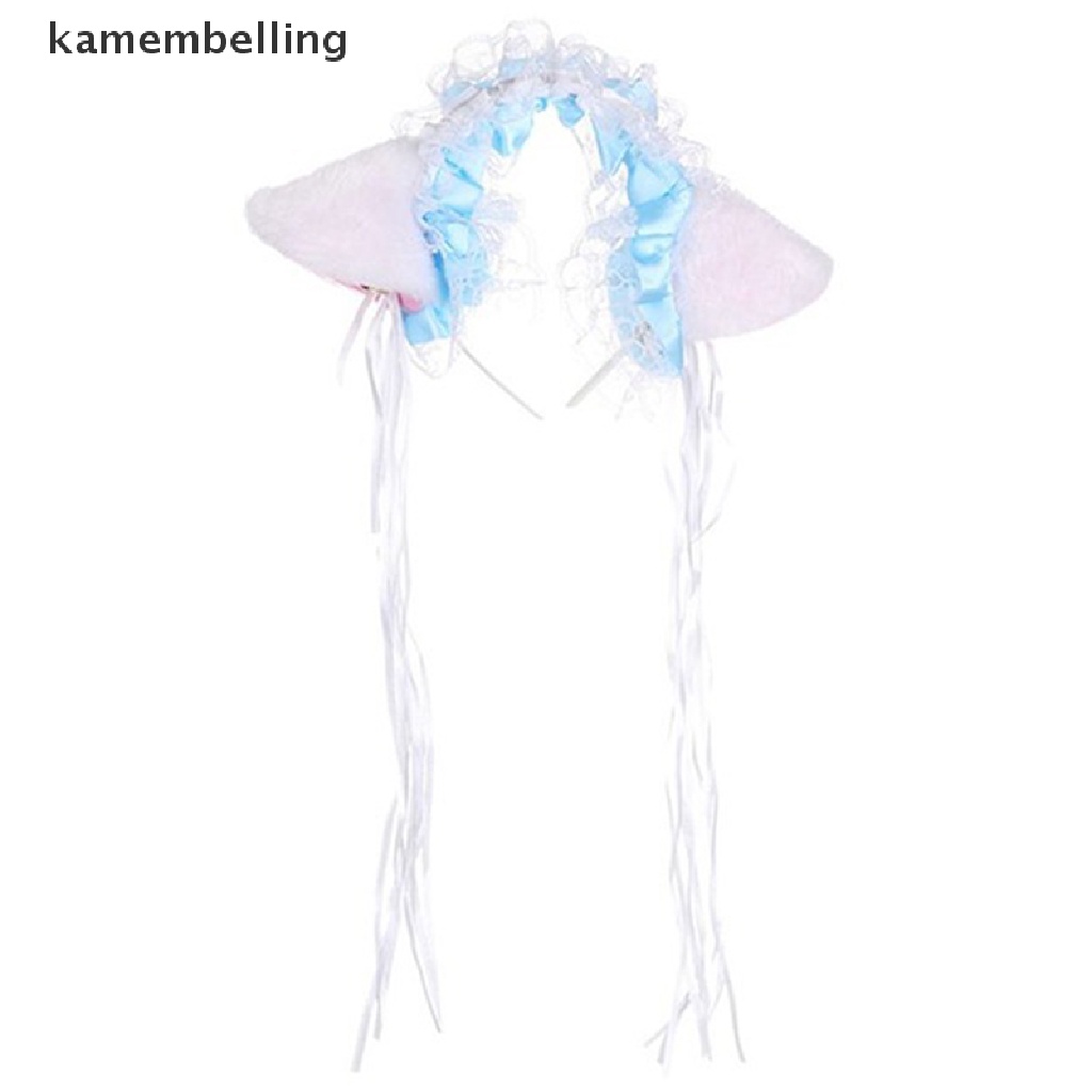 Kamembelling Băng Đô Tai Mèo Bông Phối Ren Và Chuông Hóa Trang Cho Nữ