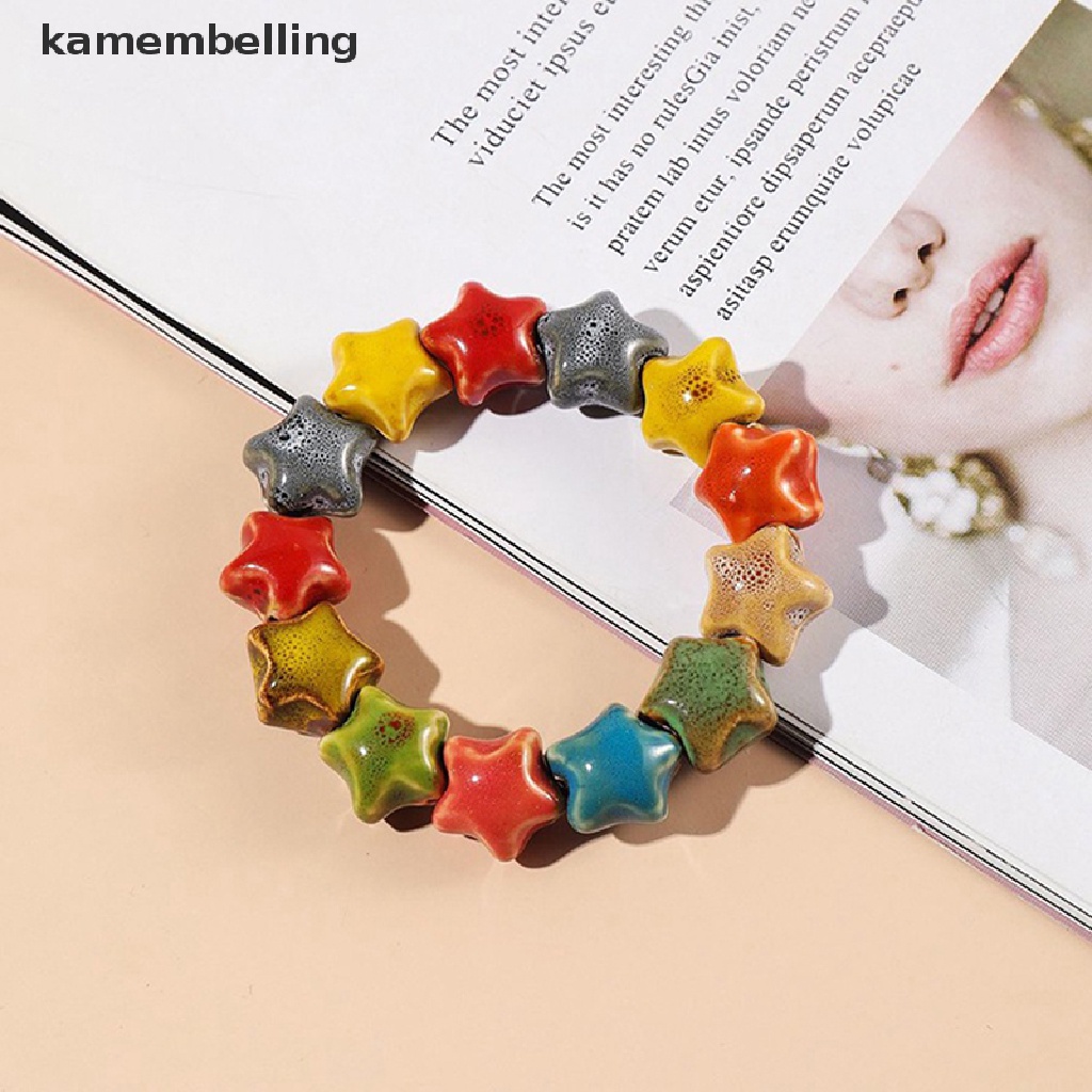 1 Vòng Đeo Tay Hạt Gốm Sứ Tráng Men Nhiều Màu Thời Trang