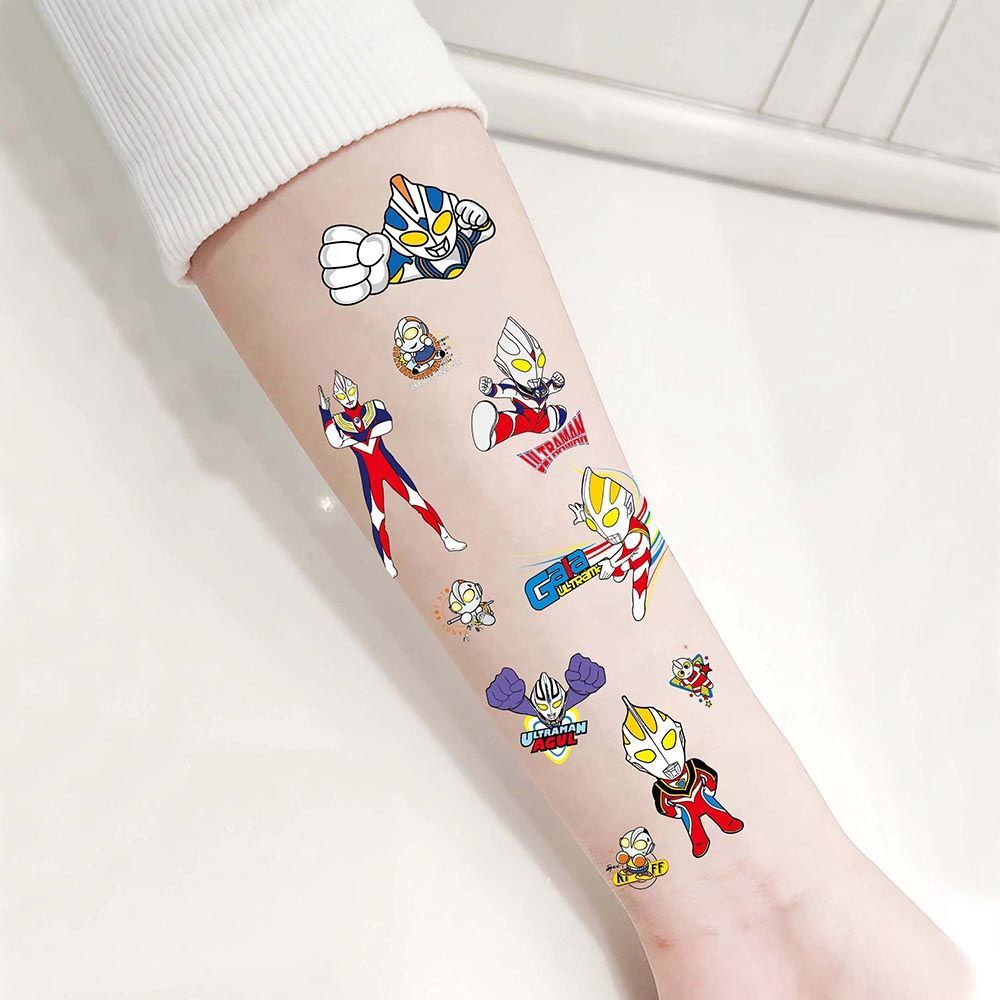 Hàng Có Sẵn Tắc Kè Hoa Văn#Hình Xăm Dán Trang Trí Cơ Thể Kiểu Ultraman Bump Man Superman Chống Thấm Nước Cho Bé Trai