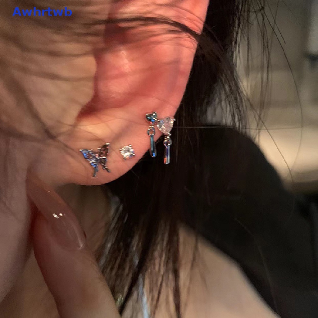 Set 6 Khuyên Tai Tròn Màu Bạc Phong Cách Vintage Hàn Quốc Thời Trang Cho Nữ Y2K Mới