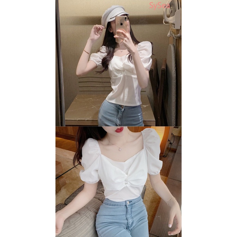 Áo Voan Cổ Vuông Thời Trang Pháp Dành Cho Nữ