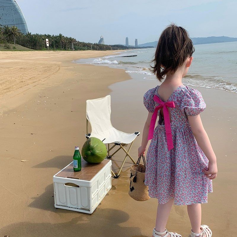 Đầm Công Chúa Mùa Hè Họa Tiết Hoa Phong Cách Hàn Quốc Cho Bé Gái 8-9 Tuổi