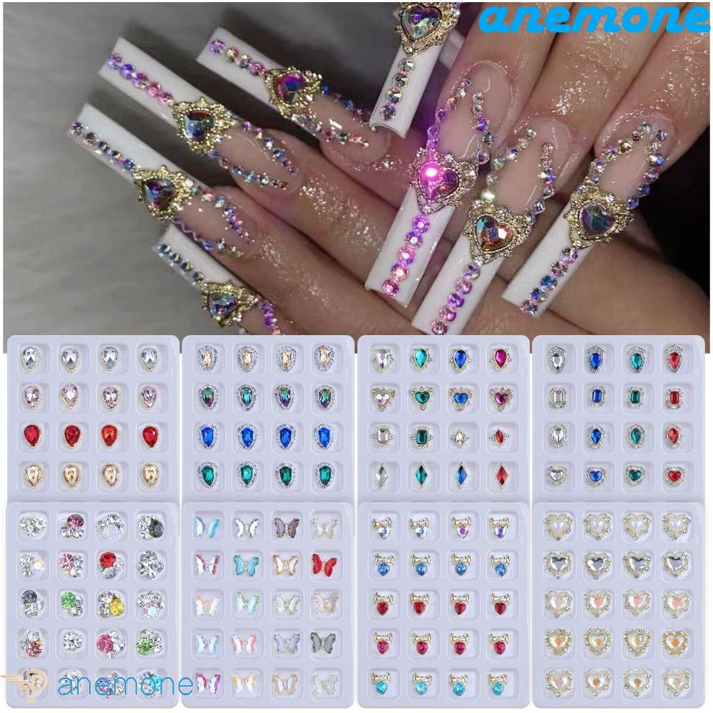 Hộp 20 Ngăn Đựng Hạt Charm Bướm Trái Tim Trang Trí Móng Tay DIY
