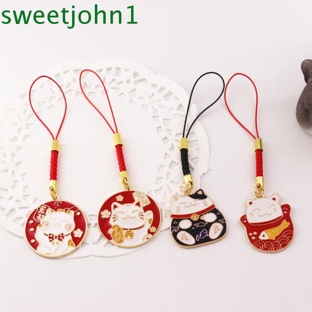 Dây Đeo Điện Thoại / Móc Khóa Hình Mèo May Mắn Sáng Tạo Chống Rơi