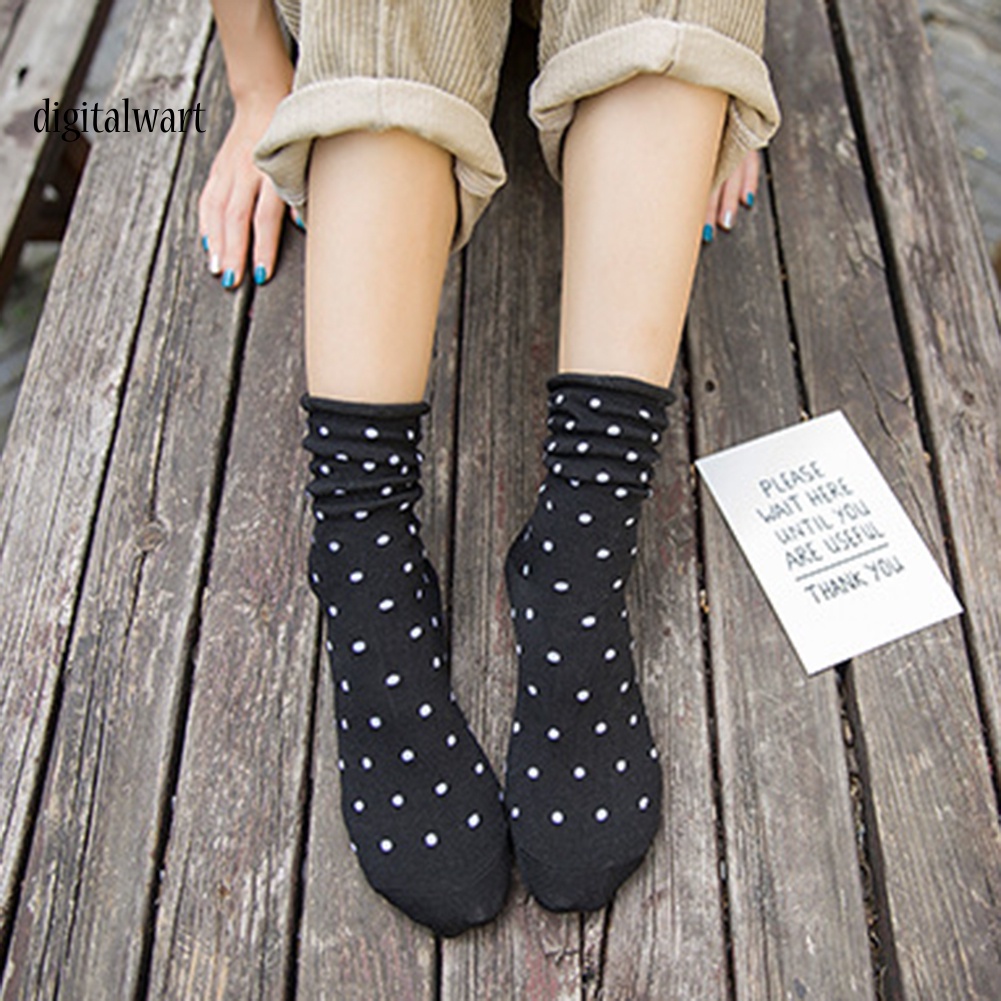 Kỹ Thuật Số| Tất Cổ Cao Hoạ Tiết Chấm Bi Thiết Kế Hợp Thời Trang Cho Nữ