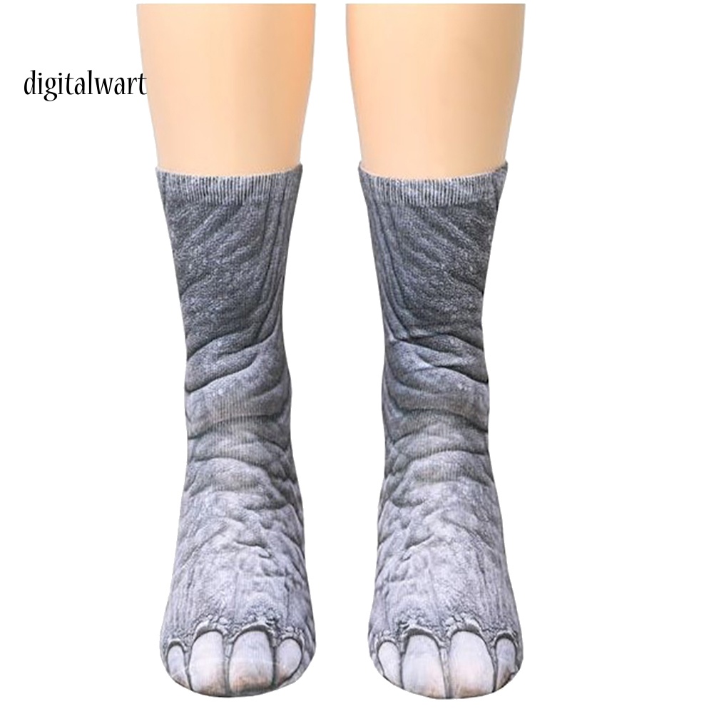 Kỹ Thuật Số| Vớ Cotton Đàn Hồi In Hình Bàn Chân Động Vật 3D Unisex Cho Người Lớn Trẻ Em