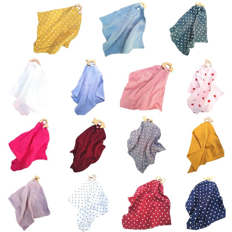 Yếm Ăn Cotton Có Vòng Nhẫn Hình Động Vật Cho Em Bé Mọc Răng