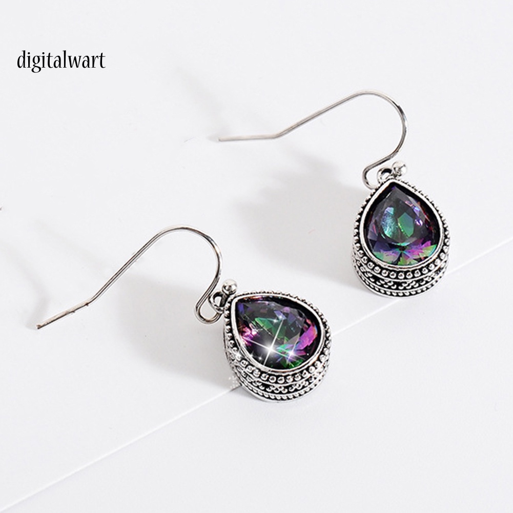 Kỹ Thuật Số| Bông Tai HợP Kim HìNh GiọT NướC ĐíNh Đá NhiềU MàU