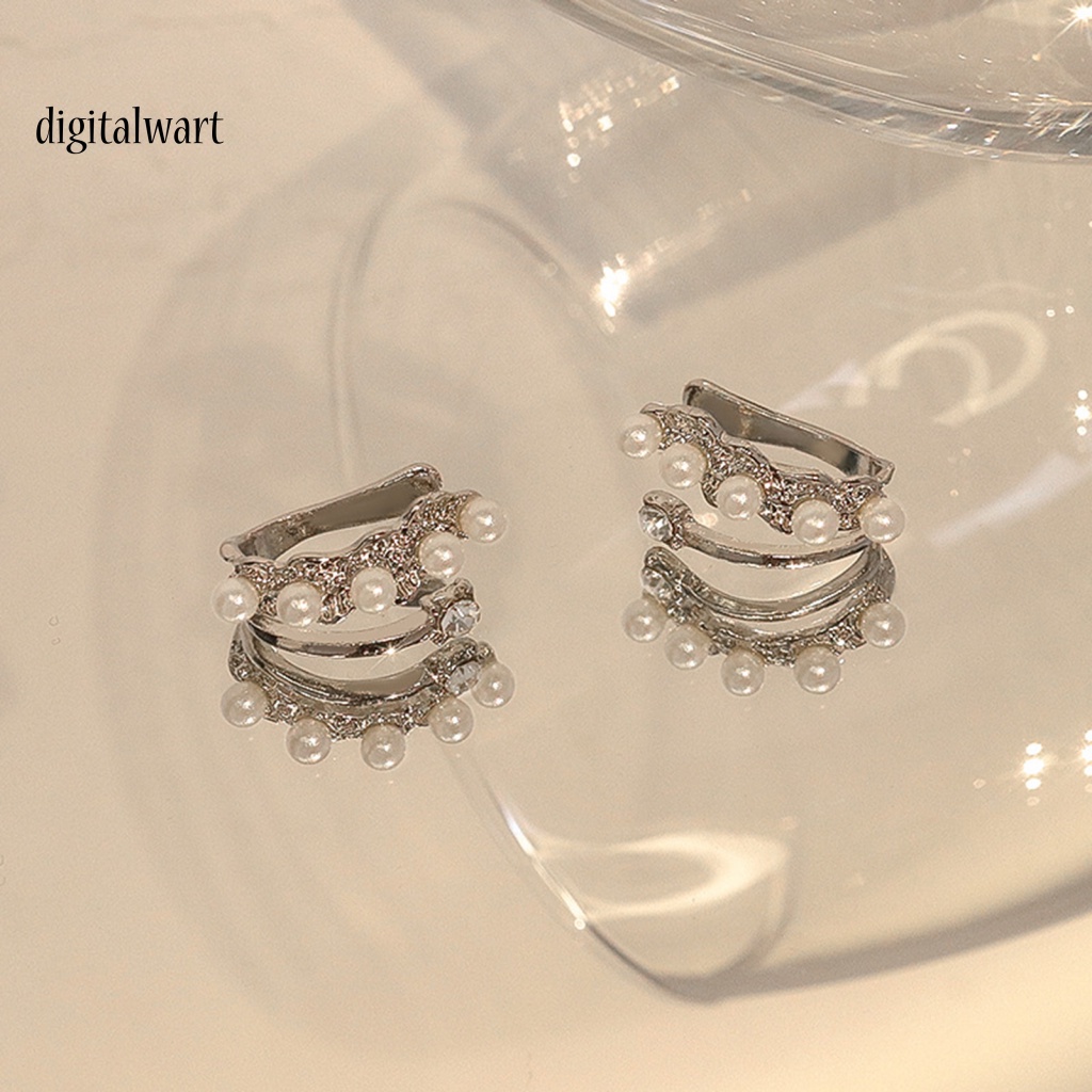 Kỹ Thuật Số| 1 Đôi Bông Tai Dạng Kẹp Đính Ngọc Trai Nhân Tạo Mạ Điện Phong Cách Pháp Thời Trang Dự Tiệc