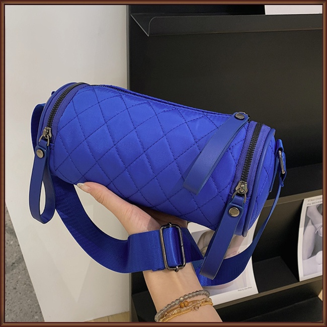 Túi Đeo Chéo Giả Da Hình Trụ Phối Khóa Kéo Thời Trang Cho Nữ