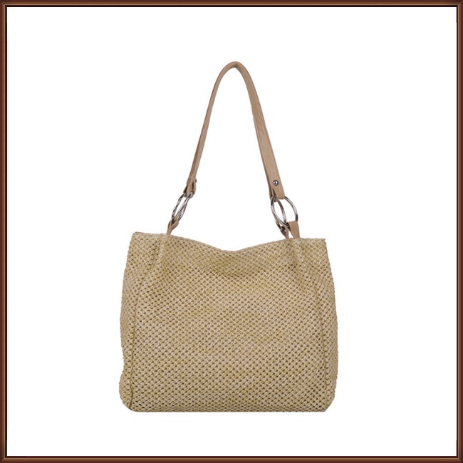 Túi Rơm Đeo Vai Sức Chứa Lớn Màu Trơn Có Khóa Kéo Thời Trang Đi Biển Mùa Hè Cho Nữ