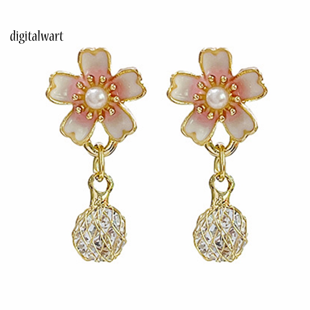 Kỹ Thuật Số| 1 Đôi Khuyên Tai Dạng Hạt Xỏ Lên Màu Nhanh Họa Tiết Hoa Sơn Dầu Zircon Giả Bóng Cao Trang Trí Tinh Tế