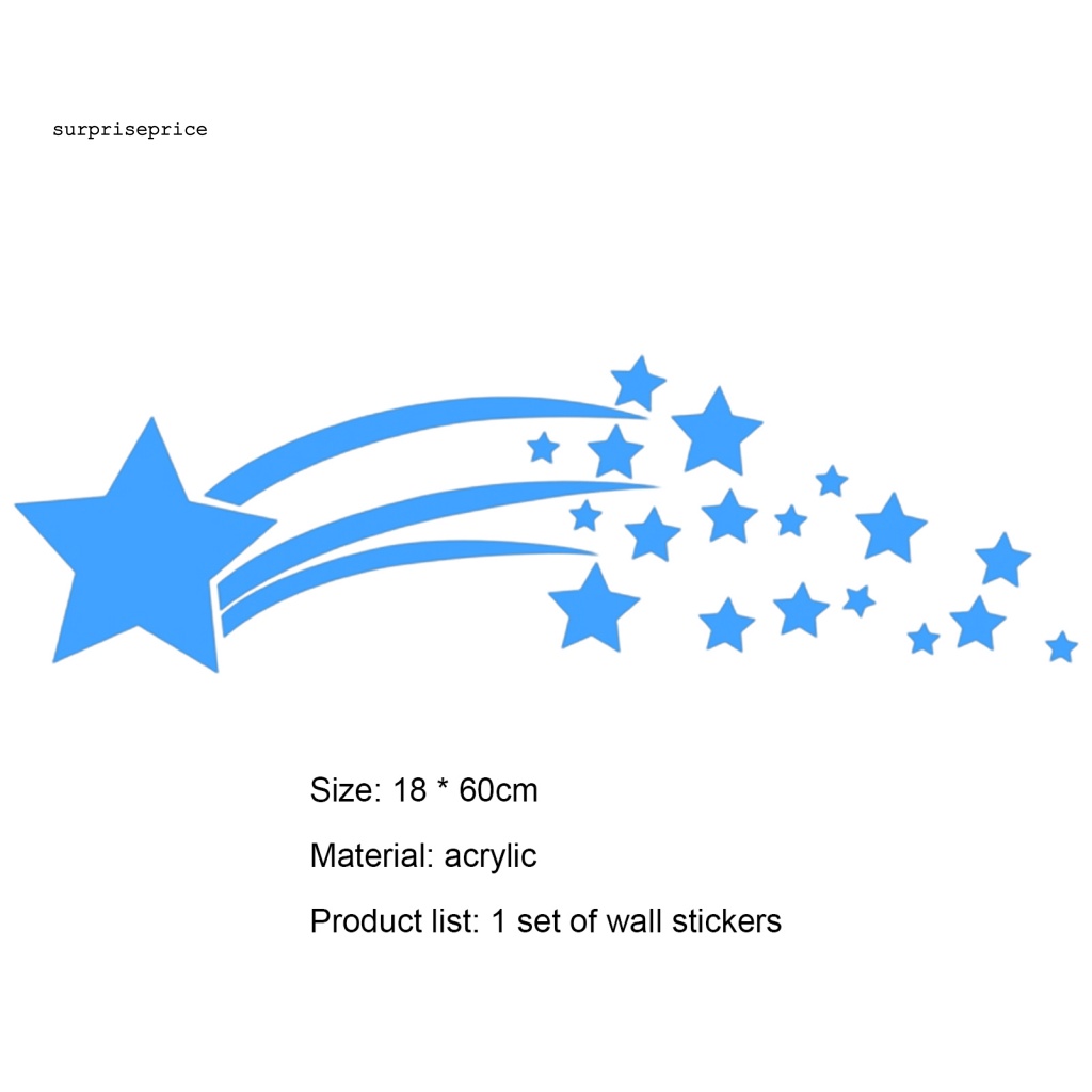 1 Bộ Sticker Gương Dán Tường Họa Tiết Sao Băng 3D Tự Dính Có Thể Tháo Gỡ Trang Trí Nhà Cửa