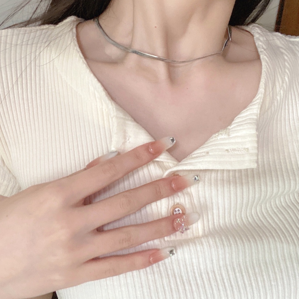 Vòng cổ Xương Rắn 3mm Bằng Thép Titan Đơn Giản Thời Trang Mùa Hè Cho Nam Và Nữ