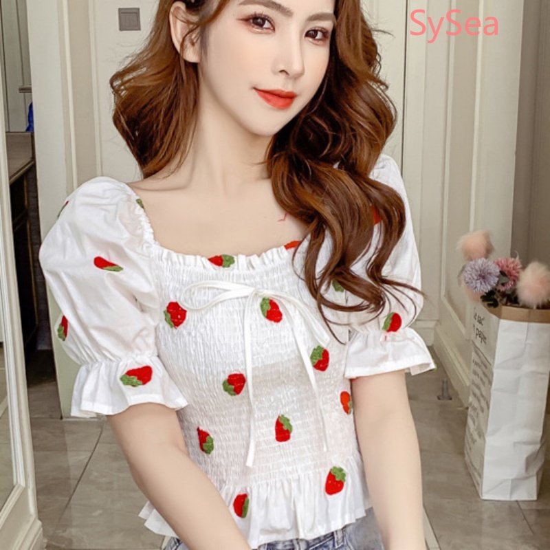 Áo Sơ Mi Ngắn Tay Xếp Ly Thời Trang Mùa Hè Hàn Quốc Cho Nữ