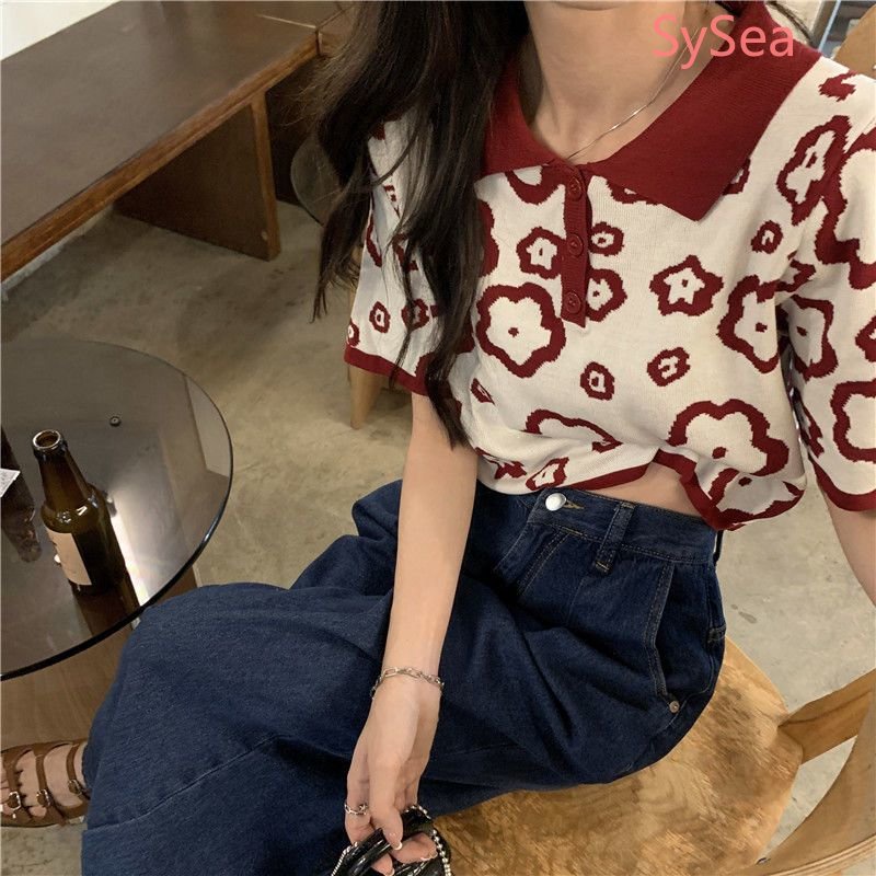 Áo Polo Dệt Kim Dáng Rộng Thời Trang Mùa Hè Cho Nữ