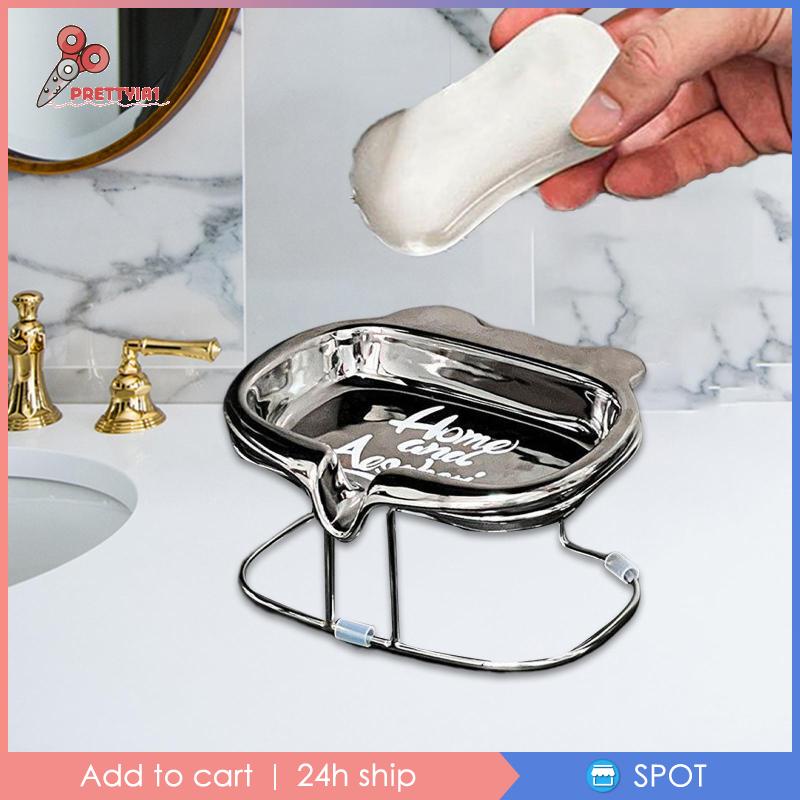 [Prettyia1] Khay Đựng Xà Phòng Có Lỗ Ráo Nước Sang Trọng Tiết Kiệm Không Gian Cho Gia Đình