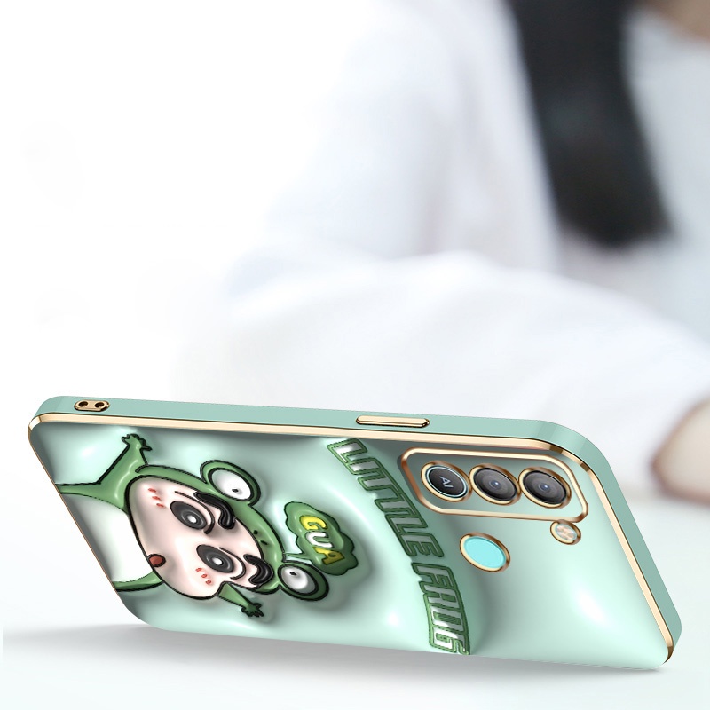 Ốp Điện Thoại Mạ Điện Hình Vuông Họa Tiết Hoạt Hình 3D Cho Tecno Pop 5 Lte BD4 BD4i BD4a